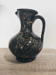 Caraffa in Ceramica Siciliana Artigianale - Pittura a Freddo - 25 cm - Nero e Oro