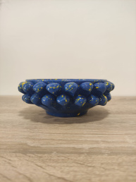 Ciotola Pigna in Ceramica Siciliana Artigianale - Pittura a Freddo - 6 cm - 12 cm - Azzurro e Giallo