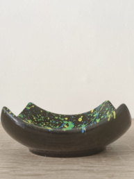 Ciotola Porta Caramelle in Ceramica Siciliana Artigianale - Pittura a Freddo - 10x10 cm - Nero Verde Giallo e Azzurro