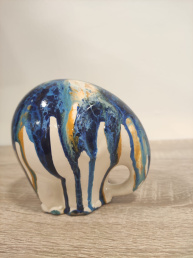 Elefantino con Proboscide Giù in Ceramica Siciliana Artigianale - Pittura a Freddo - 12 cm - Multicolor (2)