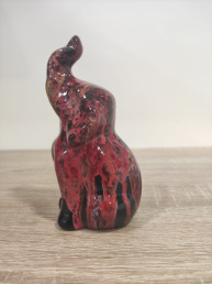 Elefantino con Proboscide Sù in Ceramica Siciliana Artigianale - Pittura a Freddo - 14 cm - Multicolor