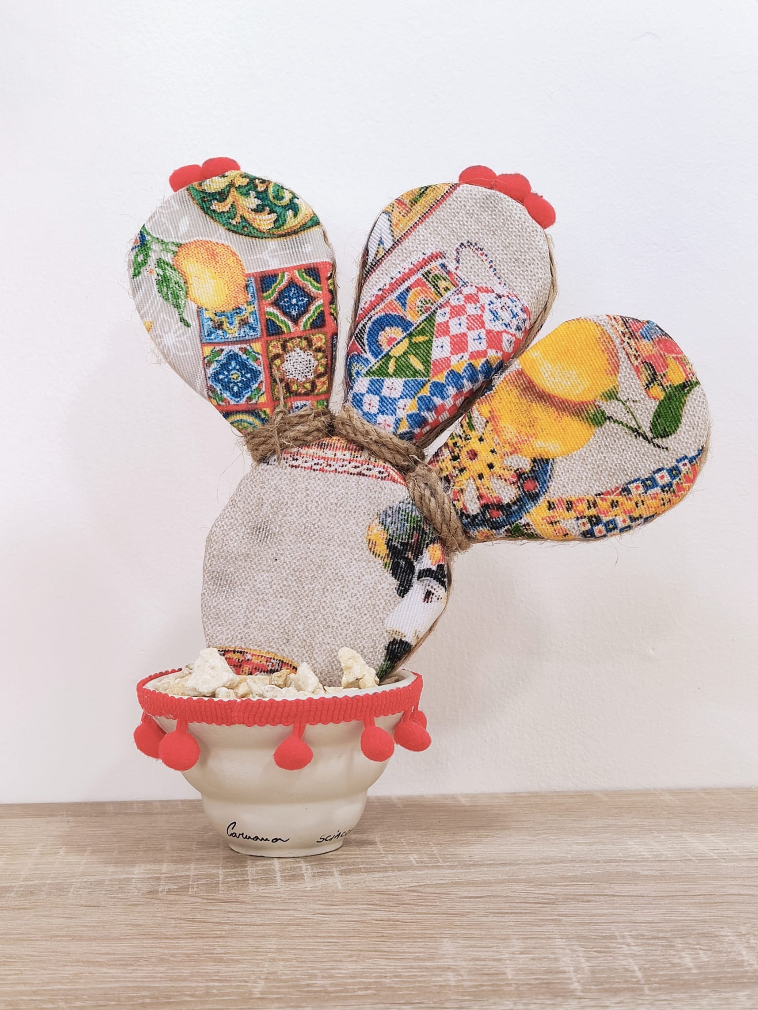 Pianta di Ficodindia in Stoffa - Realizzata a Mano - 25 cm - Multicolor 2