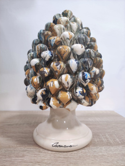 Pigna Colata in Ceramica Siciliana Artigianale - Pittura a Freddo - 25 cm - Multicolor sul Dorato