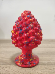 Pigna in Ceramica Siciliana Artigianale - Pittura a Freddo - 12 cm - Rosso Giallo e Blu