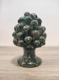Pigna in Ceramica Siciliana Artigianale - Pittura a Freddo - 12 cm - Verde e Oro