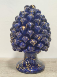Pigna in Ceramica Siciliana Artigianale - Pittura a Freddo - 23cm - Blu e Oro