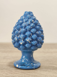 Pigna in Ceramica Siciliana Artigianale - Pittura a Freddo - 8 cm - Blu e BIanco