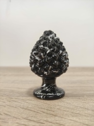 Pigna in Ceramica Siciliana Artigianale - Pittura a Freddo - 8 cm - Nero e Argento (2)