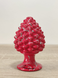 Pigna in Ceramica Siciliana Artigianale - Pittura a Freddo - 8 cm - Rosso e Argento