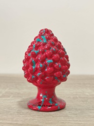 Pigna in Ceramica Siciliana Artigianale - Pittura a Freddo - 8 cm - Rosso e Turchese