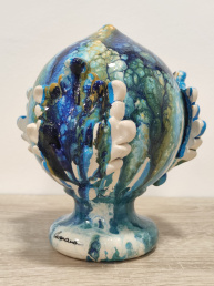 Pumo o Pomo Pugliese in Ceramica Siciliana Artigianale - Pittura a Freddo - 16 cm - Multicolor